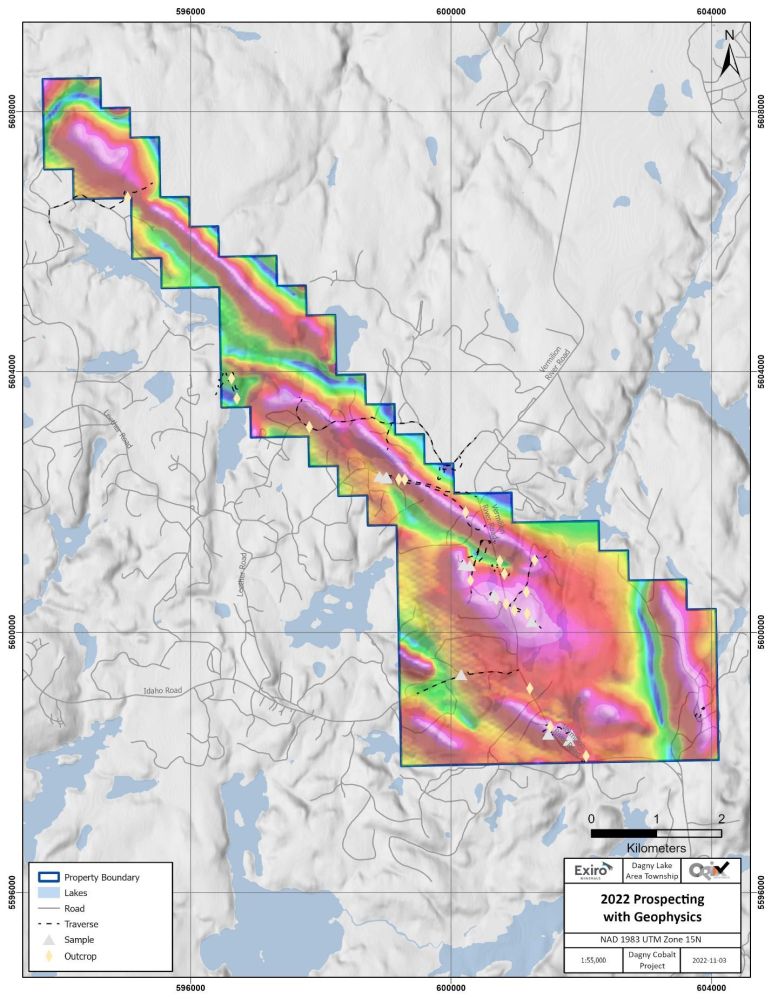 Map of the geophysics of Dagney Lake.