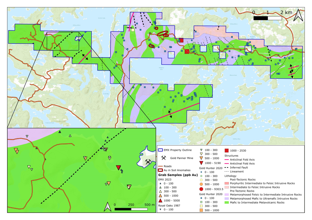 Location, geology, and geochemical sampling of Cameron Lake.