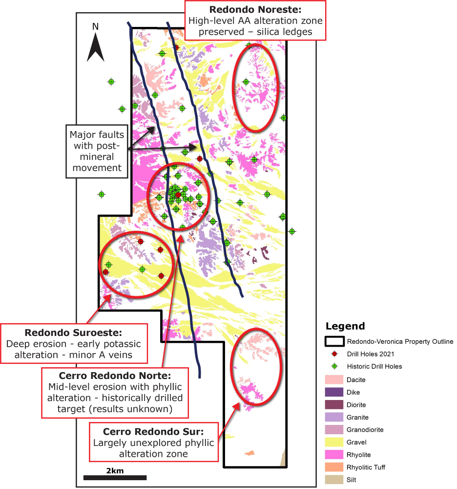 Geologic map and targets at Redondo-Veronica