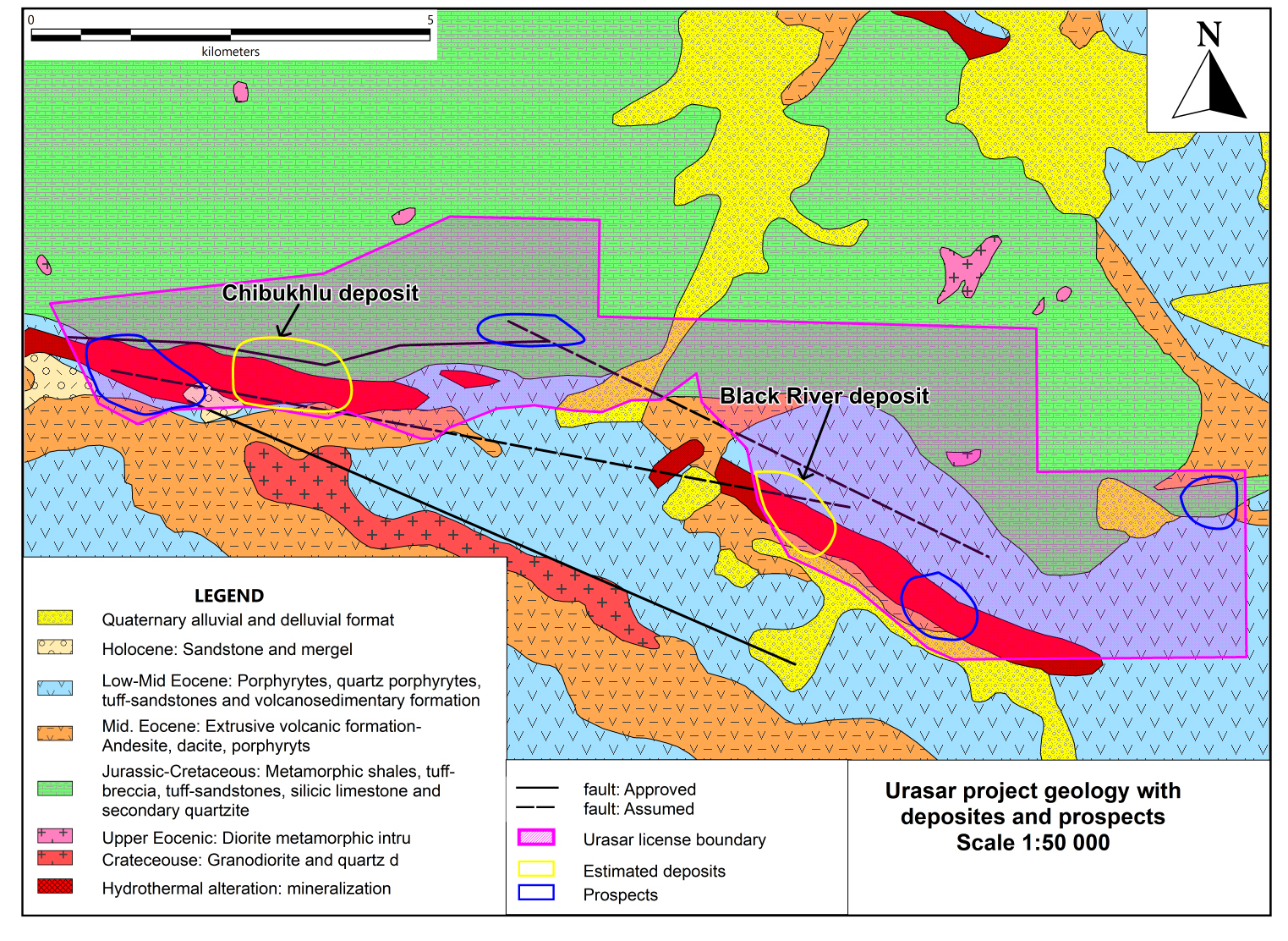 Geological map of Urasar with mineral deposits and prospects. From hayasametals.com